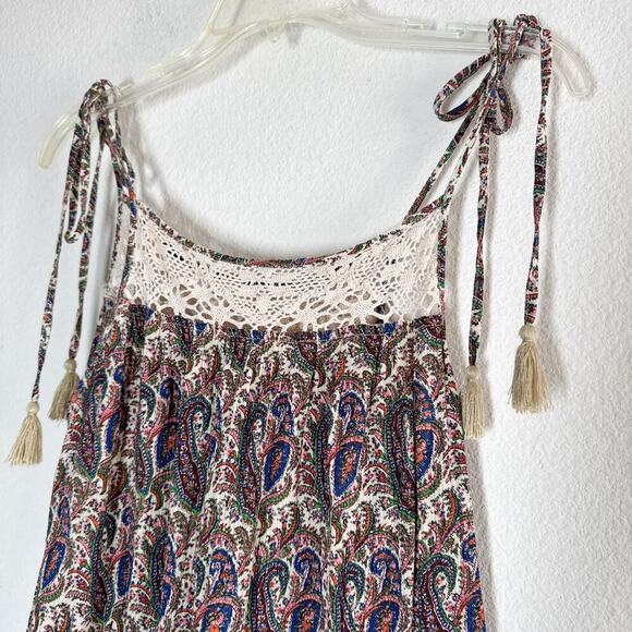 Ralph Lauren Paisley Bohemian Lace Tiered Maxi Dress Small - Picture 4 of 8